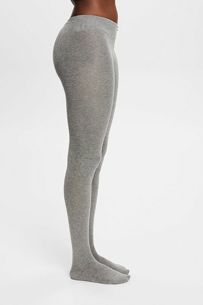 Tights in blended cotton with added stretch, LIGHT GREY MELANGE, detail image number 1