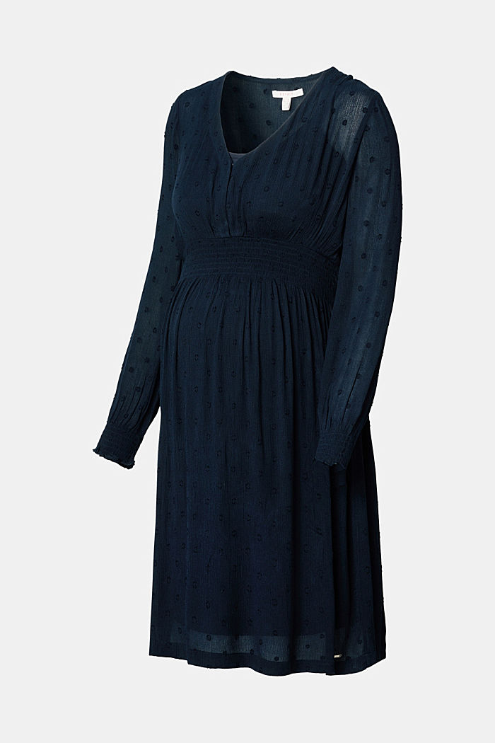 Kleid mit Smok-Details und Stillfunktion, NIGHT SKY BLUE, overview