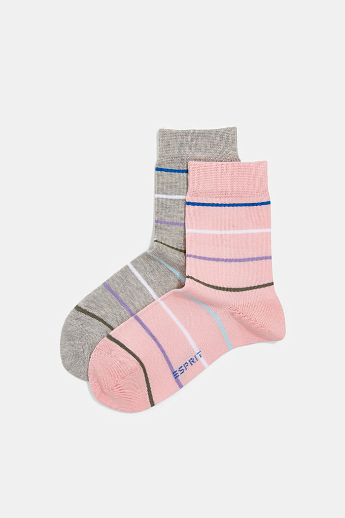 Ponožky ze směsi s bavlnou, balení po 2 párech, LIGHT GREY/PINK, detail image number 0