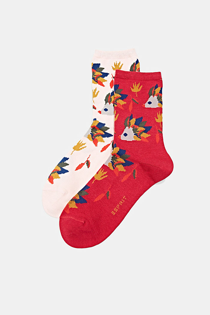 Pack de dos pares de calcetines en mezcla de algodón ecológico, ROSE/RED, detail image number 0