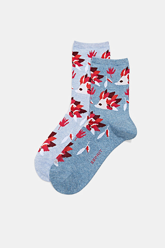 Pakke med 2 par sokker i økologisk bomuldsblanding, LIGHT BLUE/BLUE, detail image number 0