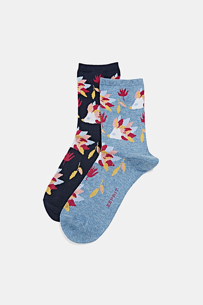 Ponožky, 2 páry v balení, ze směsi s bio bavlnou, NAVY/LIGHT BLUE, detail image number 0