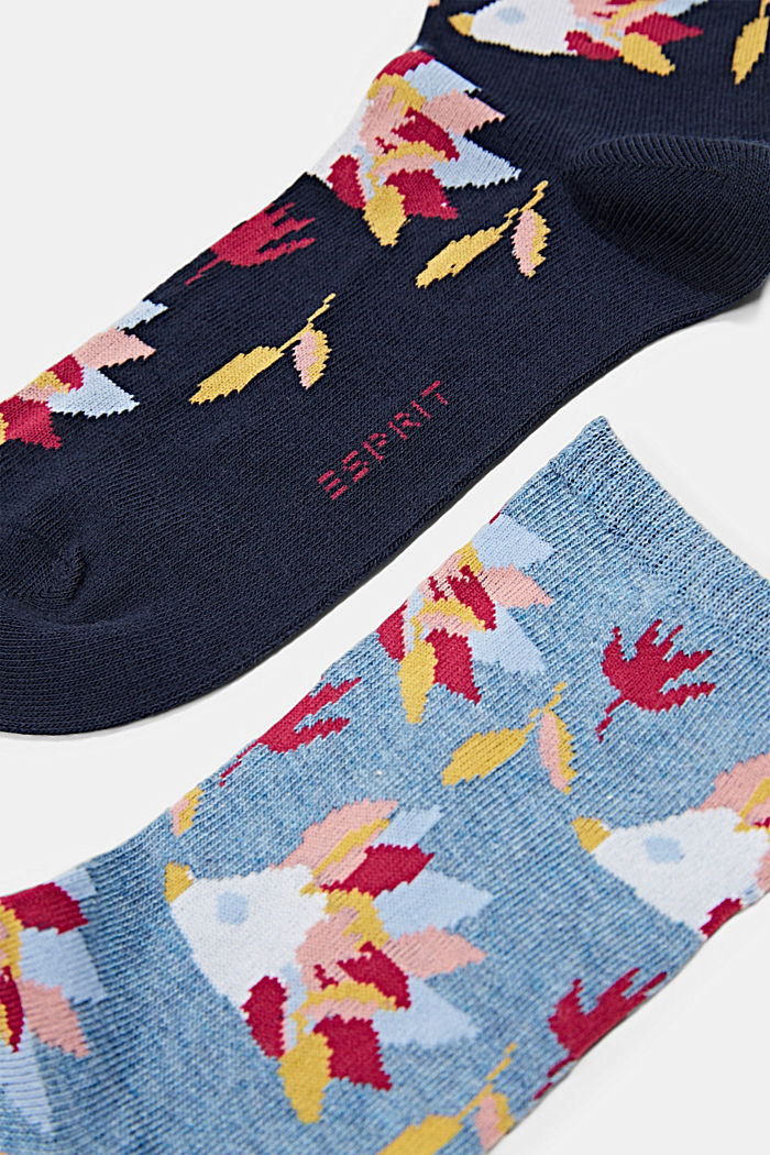 Ponožky, 2 páry v balení, ze směsi s bio bavlnou, NAVY/LIGHT BLUE, detail image number 1