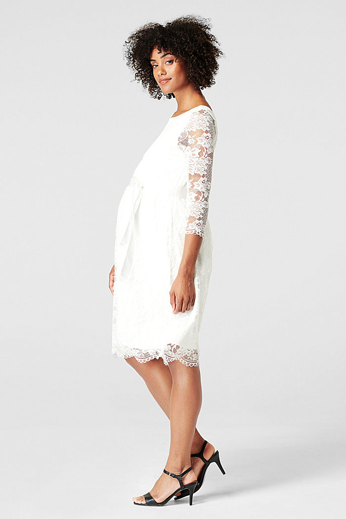 Floral lace dress with stretch, OFF WHITE, detail image number 3