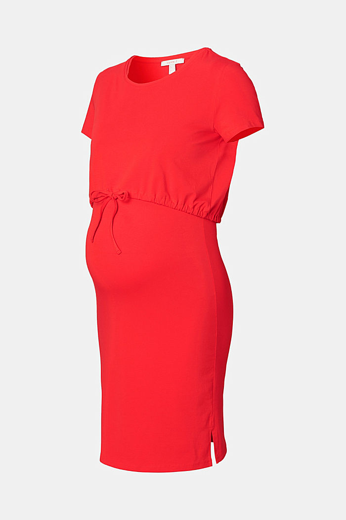 Warstwowa sukienka z funkcją karmienia, bawełna organiczna, RED, overview