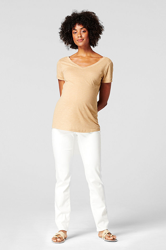 Stretch jeans with an over-bump waistband, BRIGHT WHITE, detail image number 0