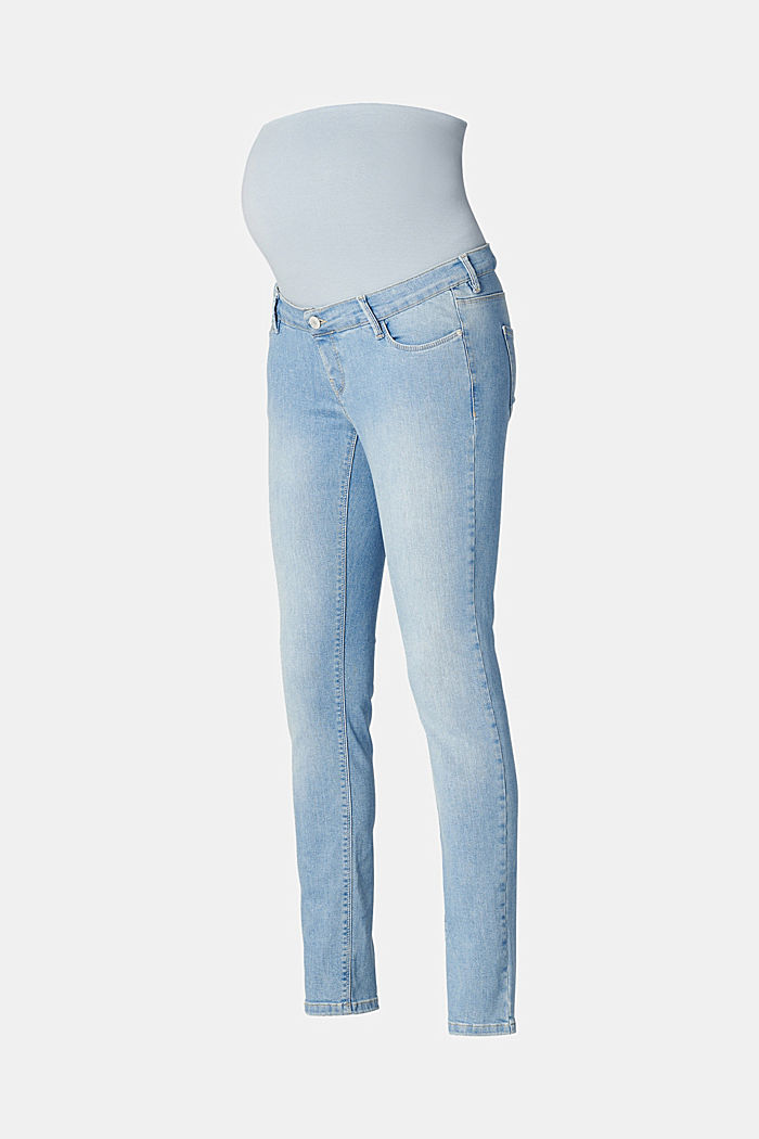 Stretch jeans with an over-bump waistband, BLUE LIGHT WASHED, detail image number 5