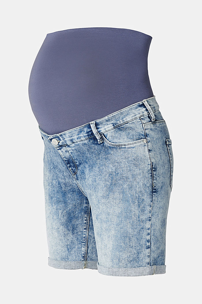 Denim shorts with over-bump waistband