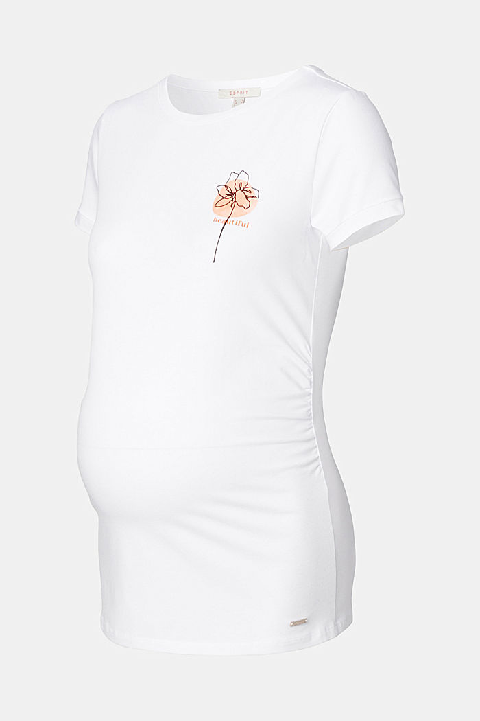 T-shirt orné d’un imprimé fleuri, coton biologique, BRIGHT WHITE, overview