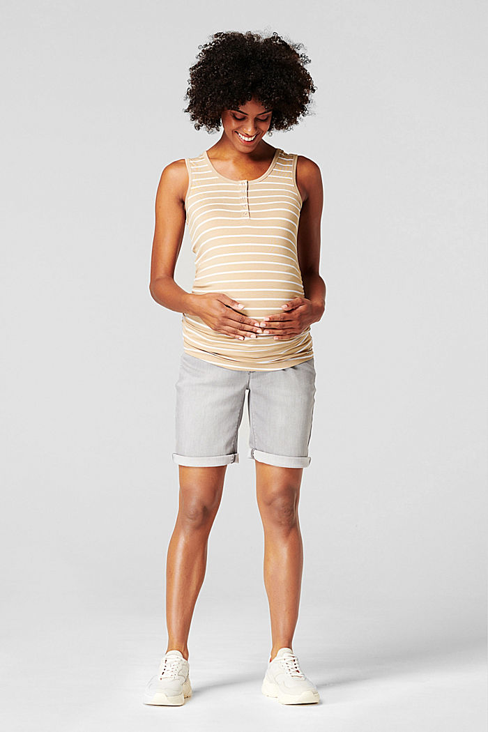 Striped nursing top made of LENZING™ ECOVERO™, SAND, overview