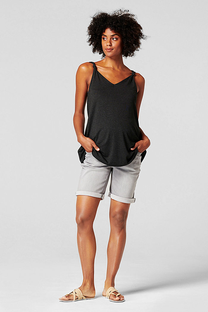 Jersey top with knotted straps, BLACK INK, overview