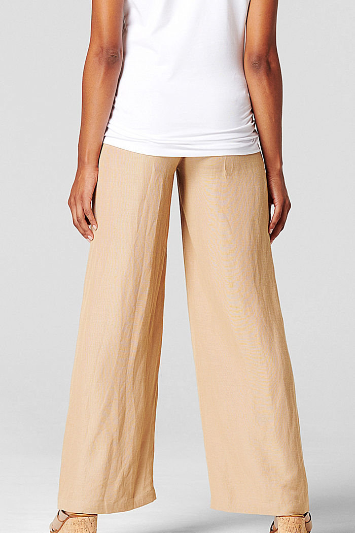 In misto lino: pantaloni con fascia premaman, SAND, detail image number 1