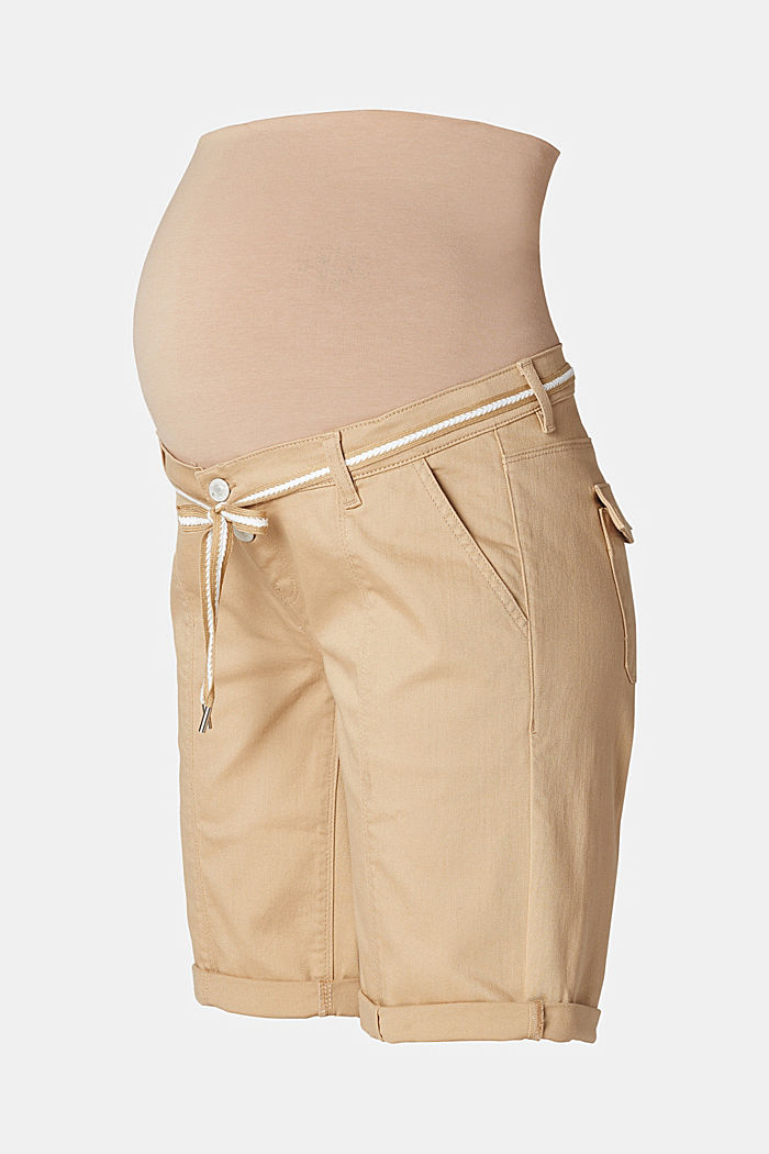 Shorts with an over-bump waistband and a belt, SAND, overview