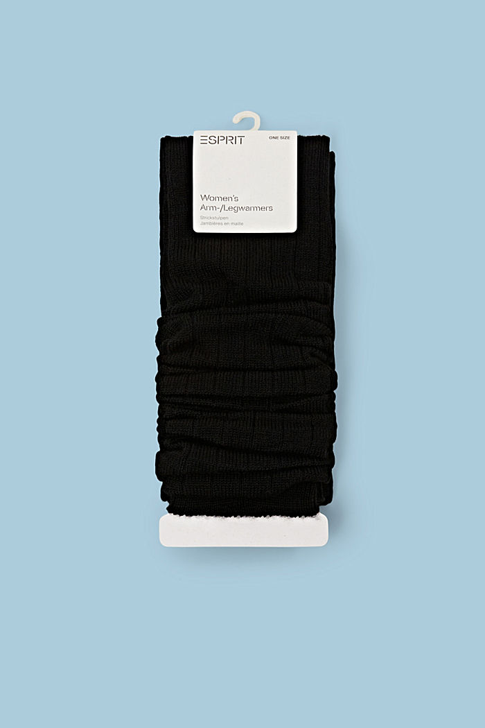 Con lana: scaldamuscoli in maglia a coste, BLACK, detail image number 0