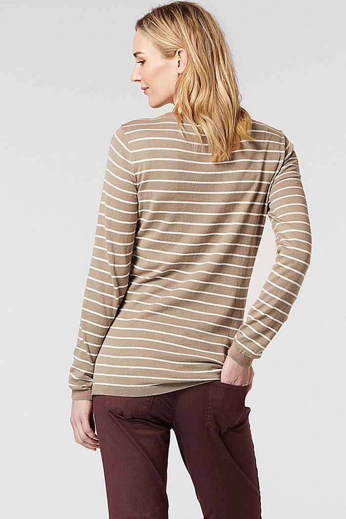 Striped jumper made of 100% organic cotton, LIGHT TAUPE, detail image number 1