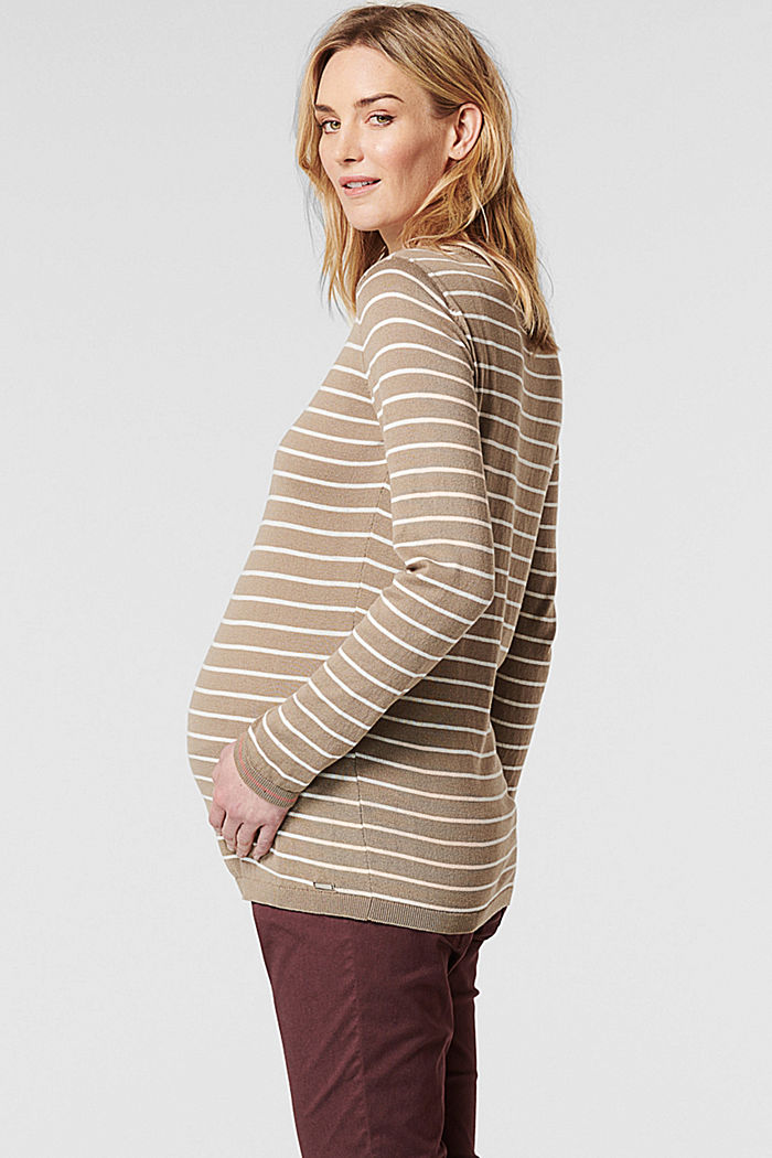 Striped jumper made of 100% organic cotton, LIGHT TAUPE, detail image number 3