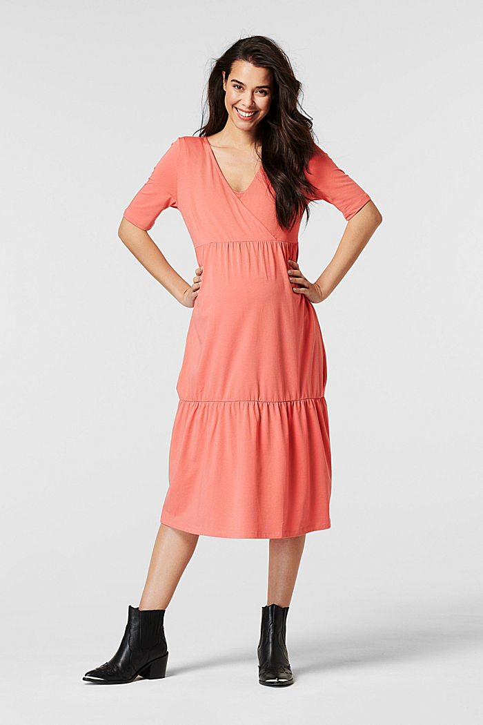 Jersey dress with nursing function, organic cotton, SALMON, detail image number 0