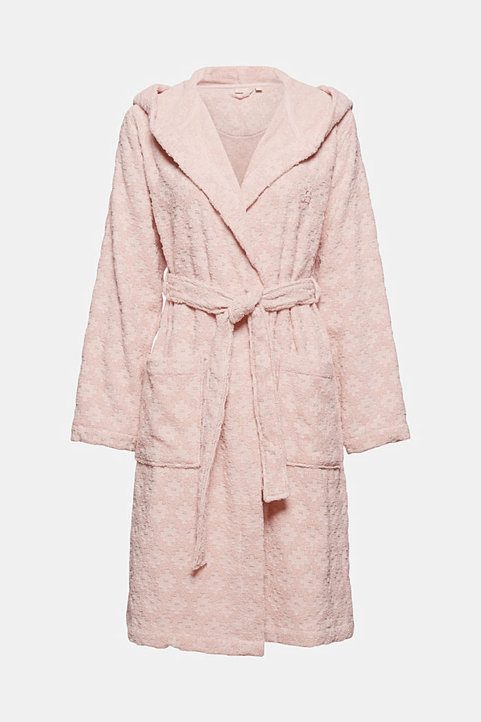 Patterned bathrobe, 100% organic cotton, ROSE, detail image number 4
