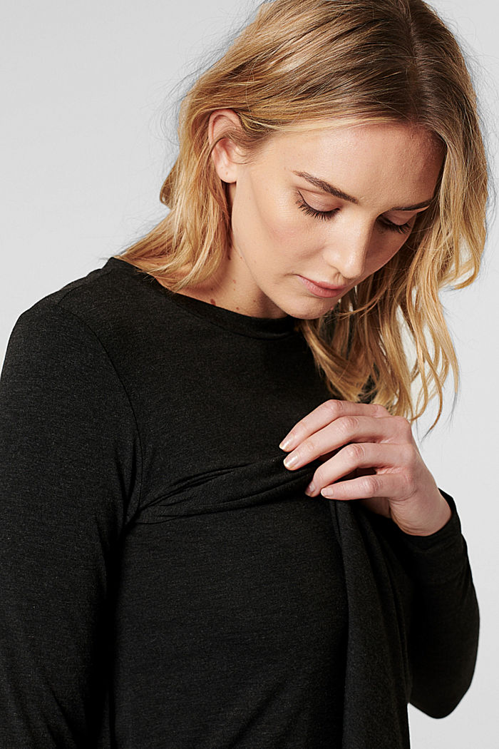 Long sleeve top with open sides, LENZING™ ECOVERO™, ANTHRACITE MELANGE, detail image number 2
