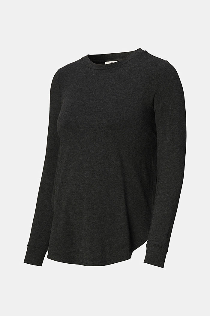 Long sleeve top with open sides, LENZING™ ECOVERO™, ANTHRACITE MELANGE, detail image number 6
