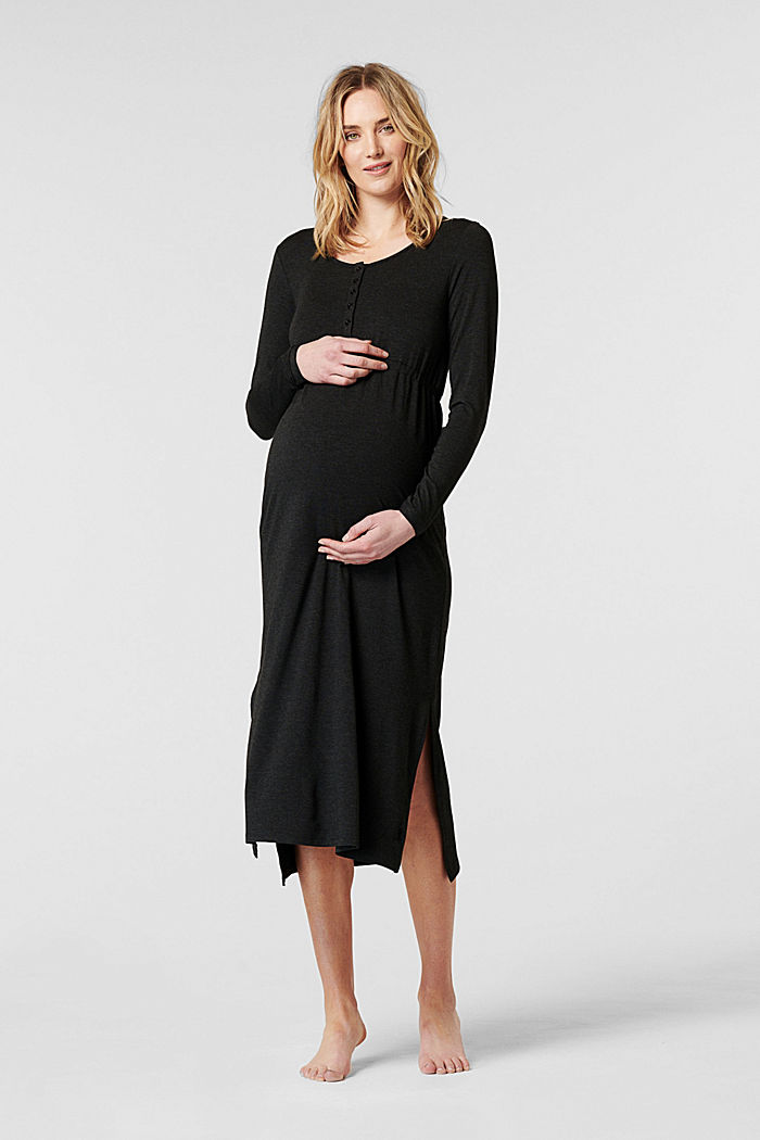 Loungewear jersey dress made of LENZING™ ECOVERO™, ANTHRACITE MELANGE, overview