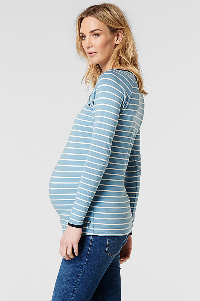 Nursing-friendly long sleeve top made of organic cotton, SHADOW BLUE, detail image number 3