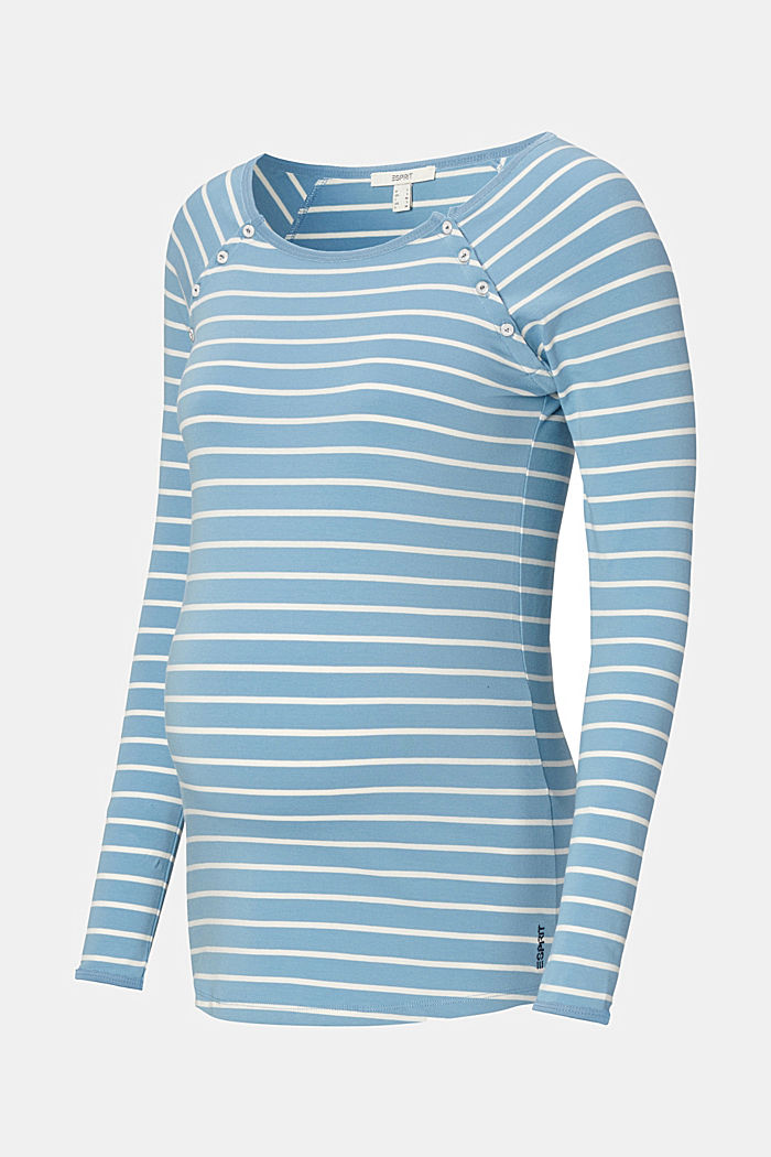 Nursing-friendly long sleeve top made of organic cotton, SHADOW BLUE, detail image number 4