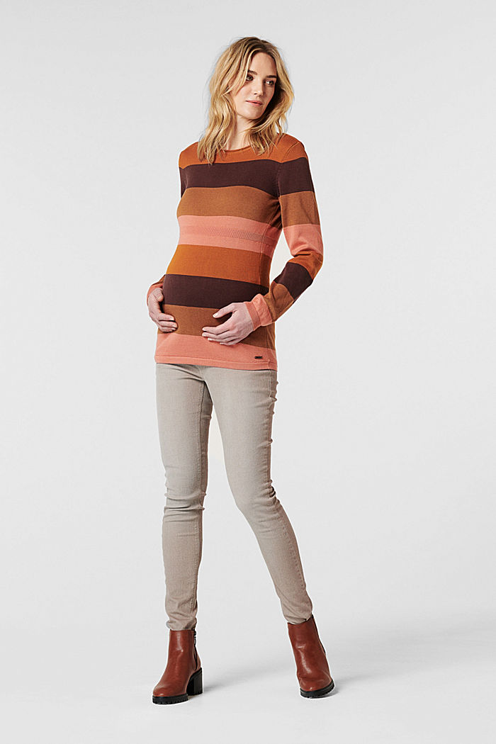 Block stripe jumper made of 100% organic cotton, COFFEE, detail image number 0