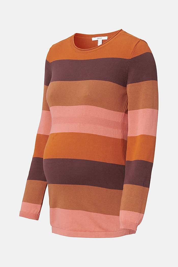 Block stripe jumper made of 100% organic cotton, COFFEE, overview