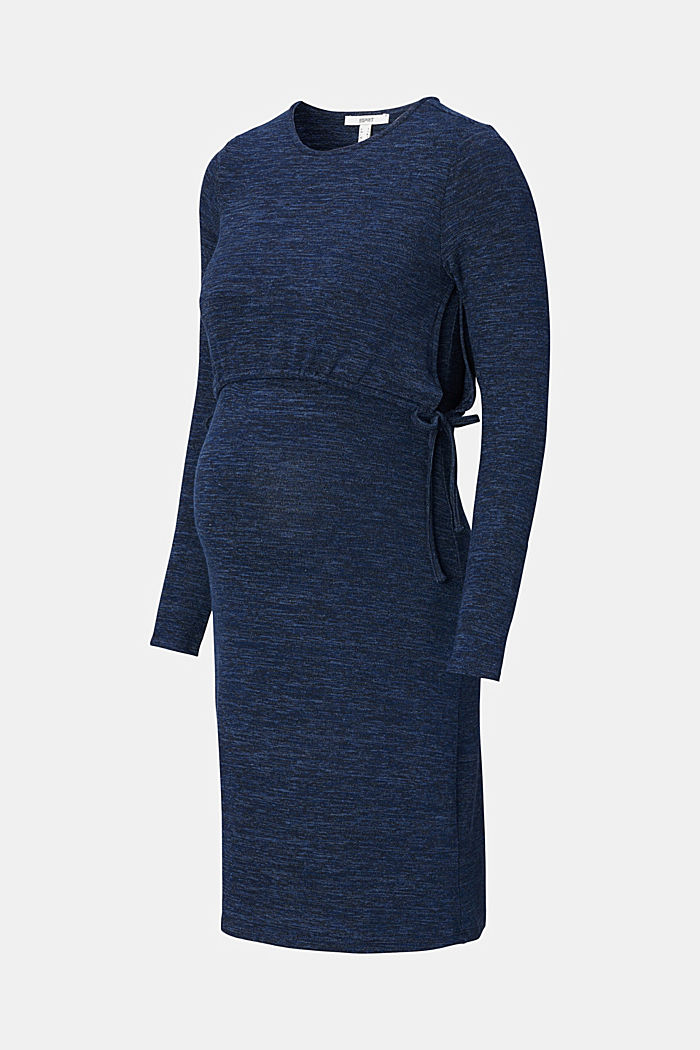 Meliertes Jerseykleid mit Stillfunktion, NIGHT SKY BLUE, overview