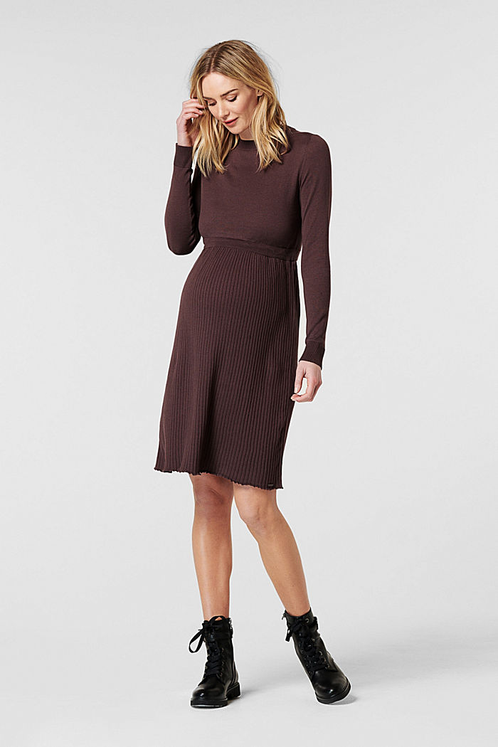 Fine-knit dress made of 100% organic cotton, COFFEE, detail image number 0