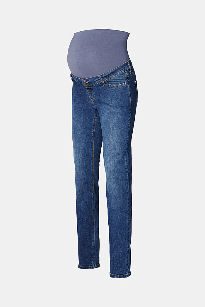Stretch jeans with an over-bump waistband, organic cotton
