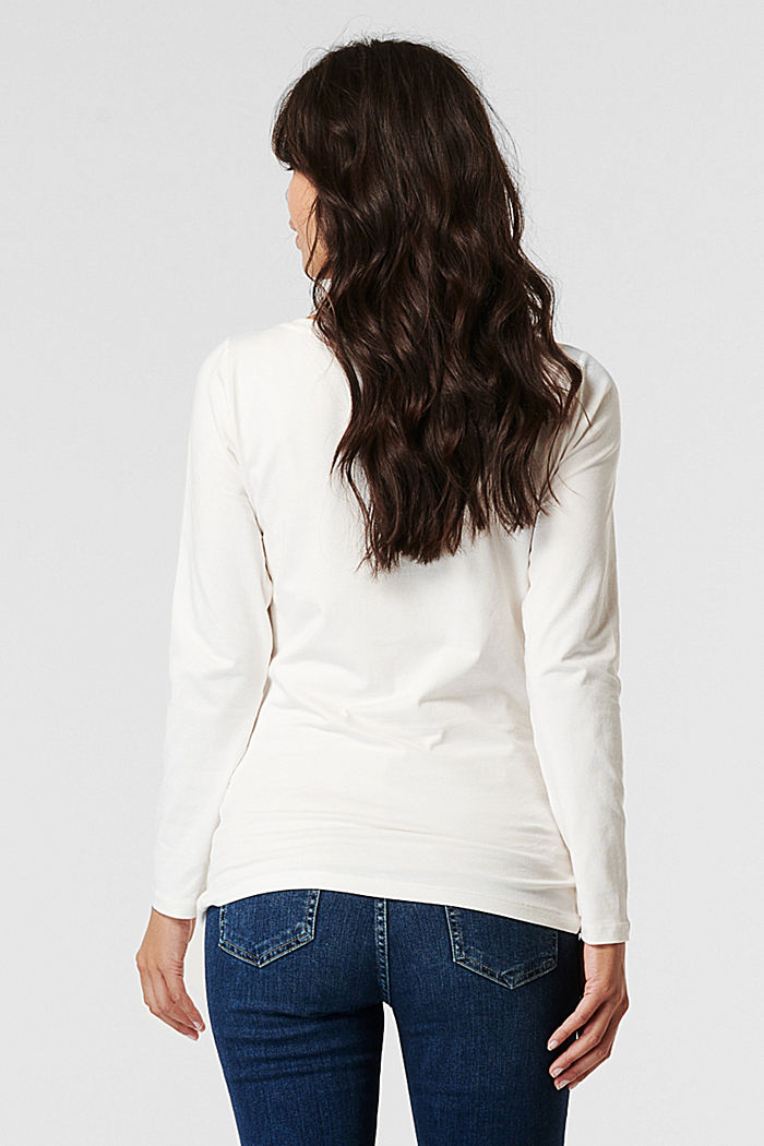 Long sleeve top with a print made of organic cotton, OFF WHITE, detail image number 1