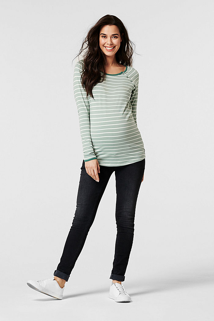 Nursing-friendly long sleeve top made of organic cotton, FROSTY GREEN, detail image number 0