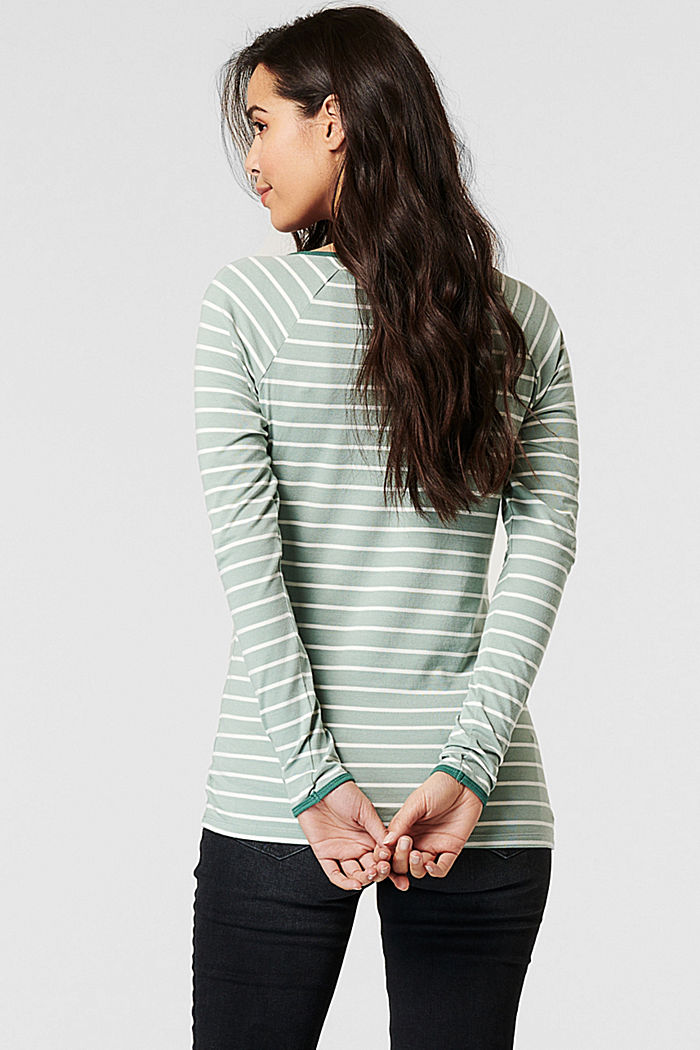 Nursing-friendly long sleeve top made of organic cotton, FROSTY GREEN, detail image number 1