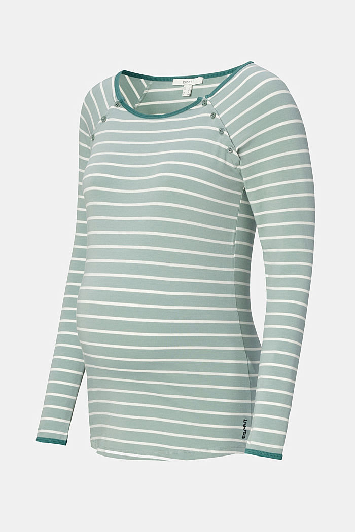 Nursing-friendly long sleeve top made of organic cotton, FROSTY GREEN, detail image number 4