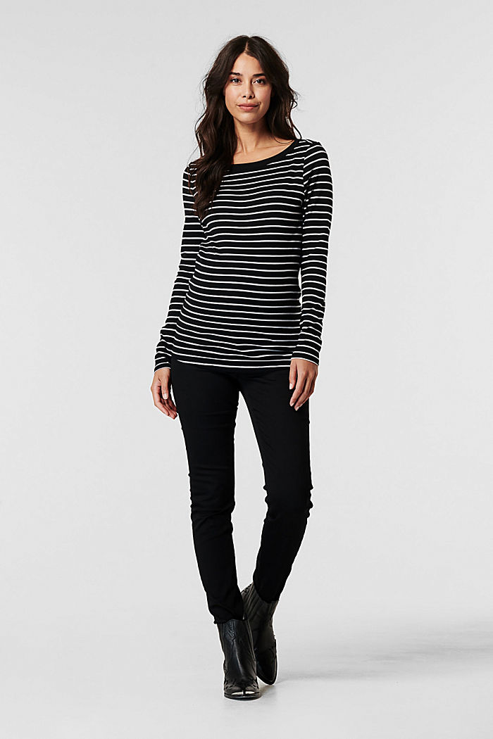 Striped long sleeve top made of 100% organic cotton, BLACK, detail image number 0