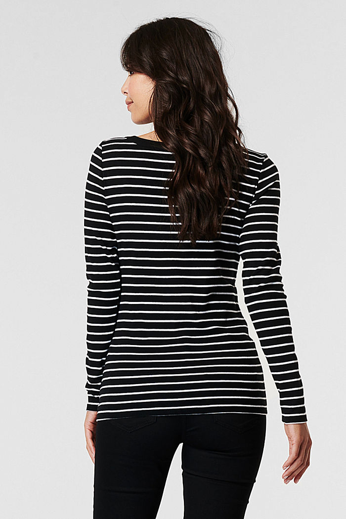 Striped long sleeve top made of 100% organic cotton, BLACK, detail image number 1