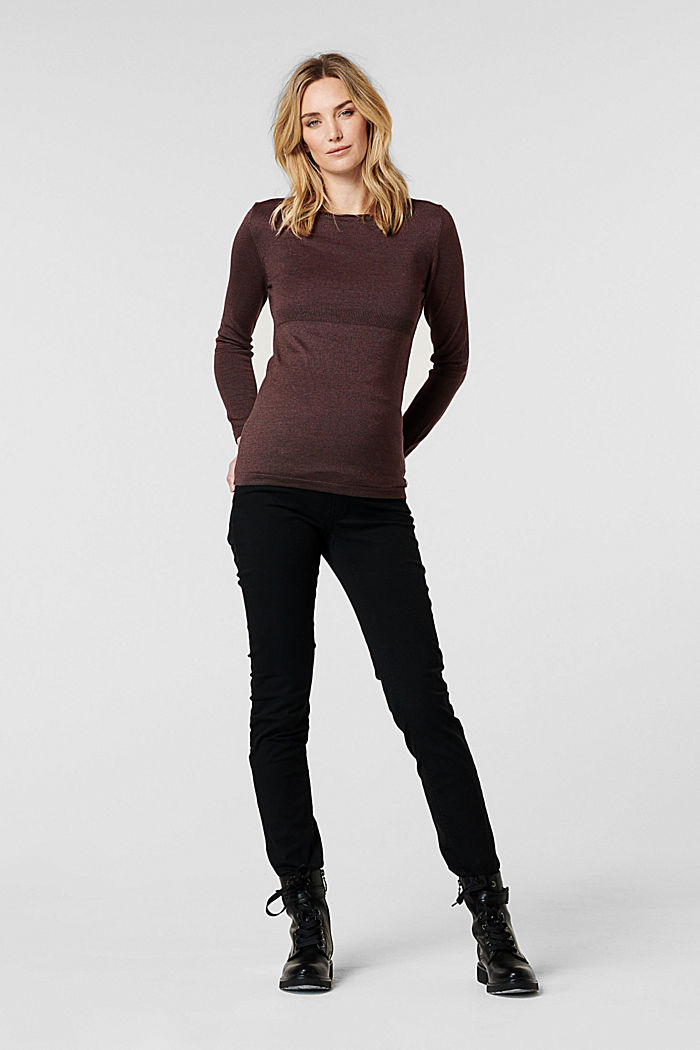 Fine knit jumper with organic cotton, COFFEE, overview