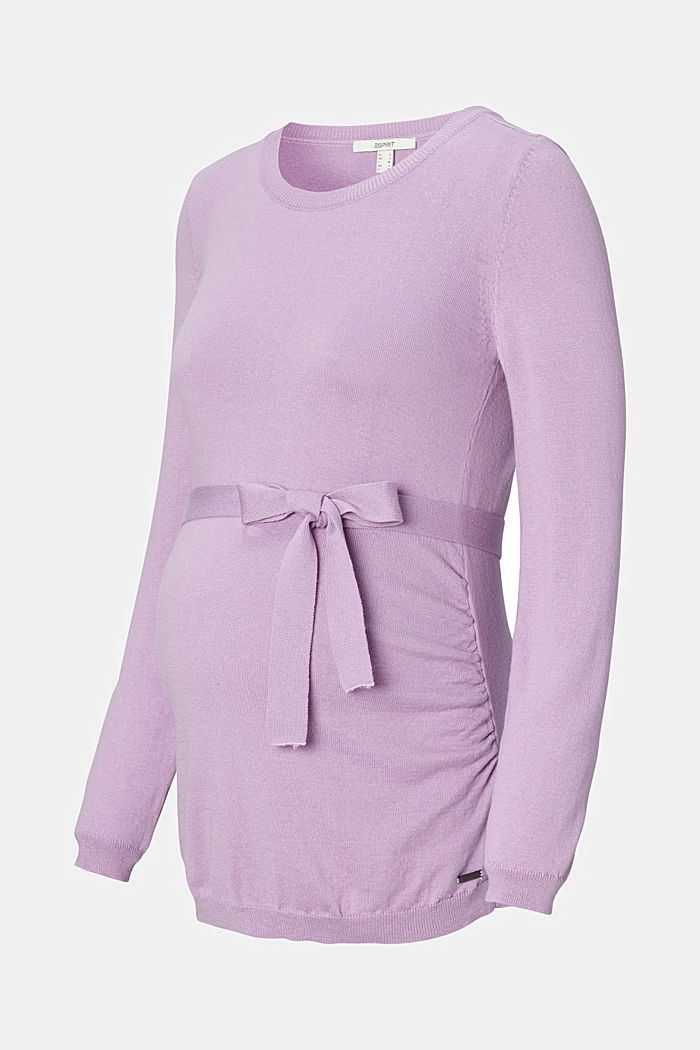 Fine knit jumper with organic cotton, PALE PURPLE, overview
