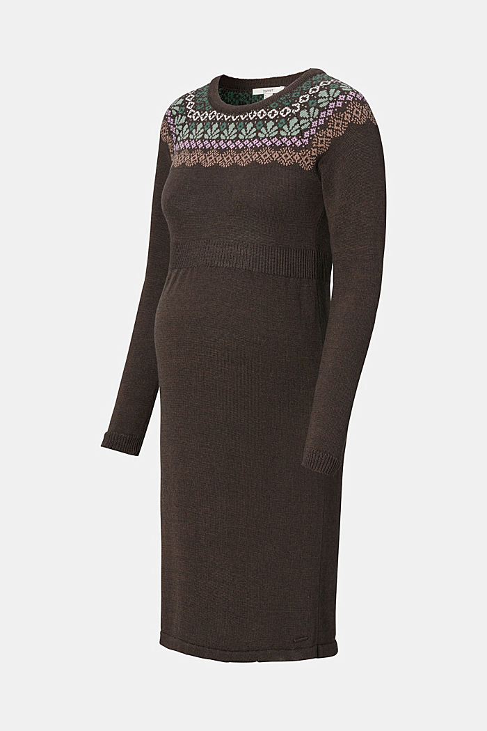 Knitted dress in blended organic cotton, COFFEE, detail image number 4