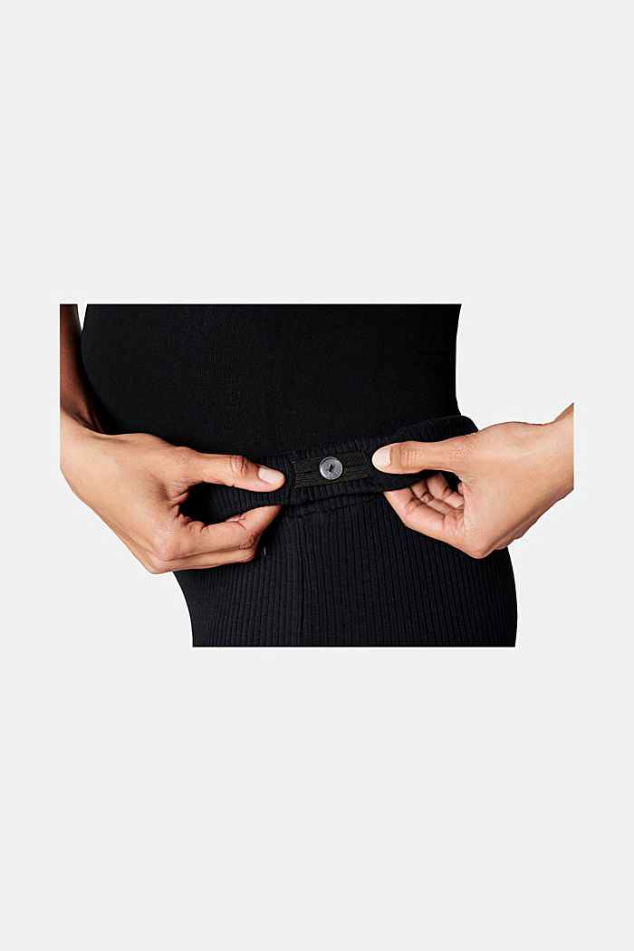 Leggings à ceinture de maintien pour le ventre, en coton bio, BLACK, detail image number 1