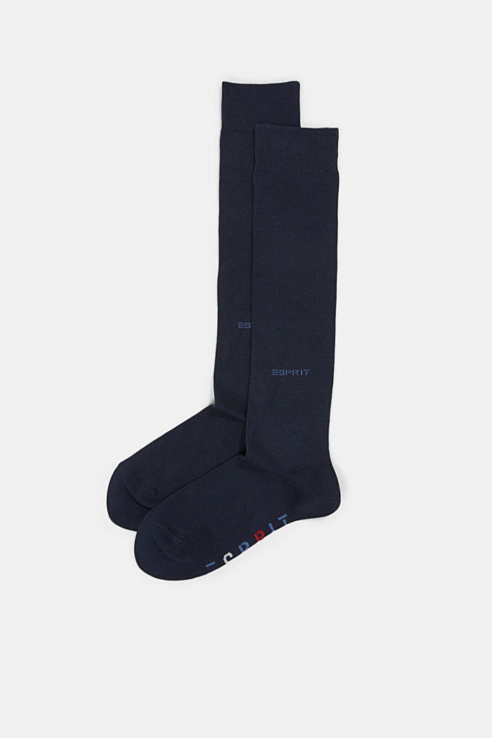 Pack de dos pares de calcetines altos con logotipo, NAVY, detail image number 0