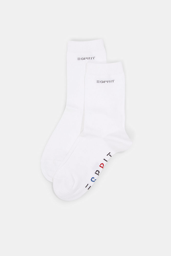 Set van 2 paar sokken met logo, van een mix van biologisch katoen, OFF WHITE, overview