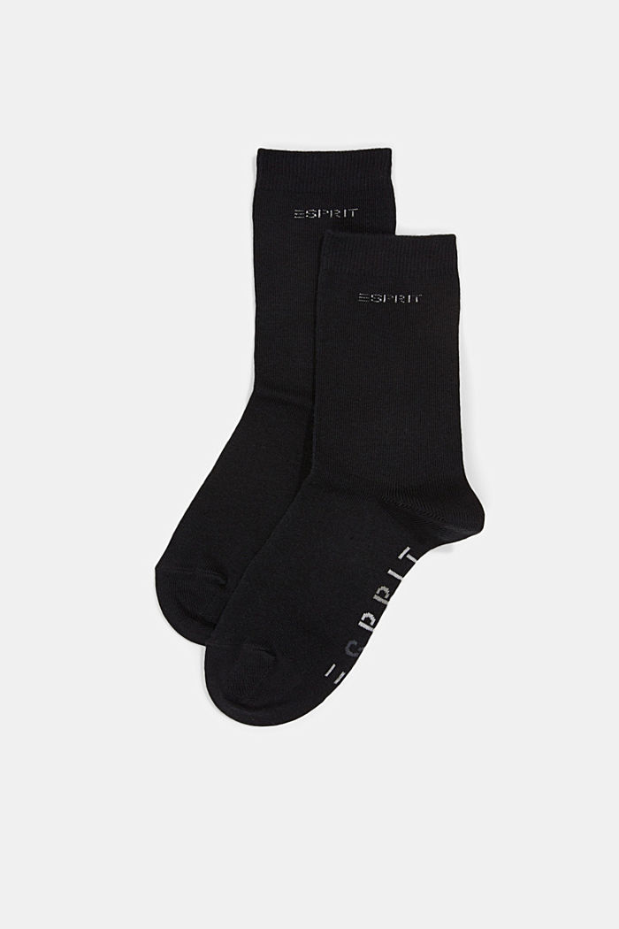 Ponožky s logem, ze směsi s bio bavlnou, 2 páry v balení, BLACK, overview
