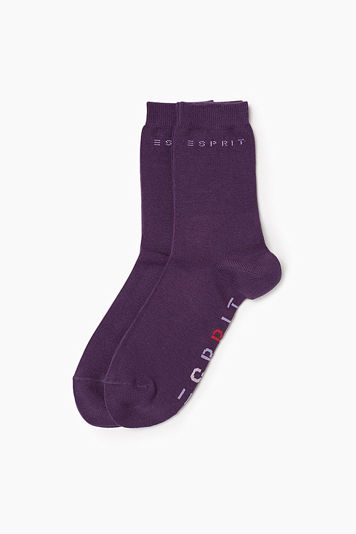 Double pack of blended organic cotton socks with logo, WINEBERRY, overview