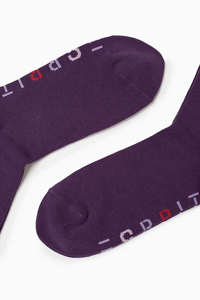 Double pack of blended organic cotton socks with logo, WINEBERRY, detail image number 1