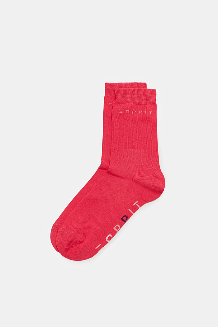Double pack of blended organic cotton socks with logo, SCARLET, detail image number 0