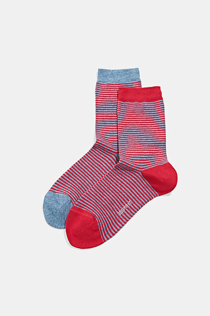 2-pack of socks made of blended organic cotton, BLUE/RED, overview