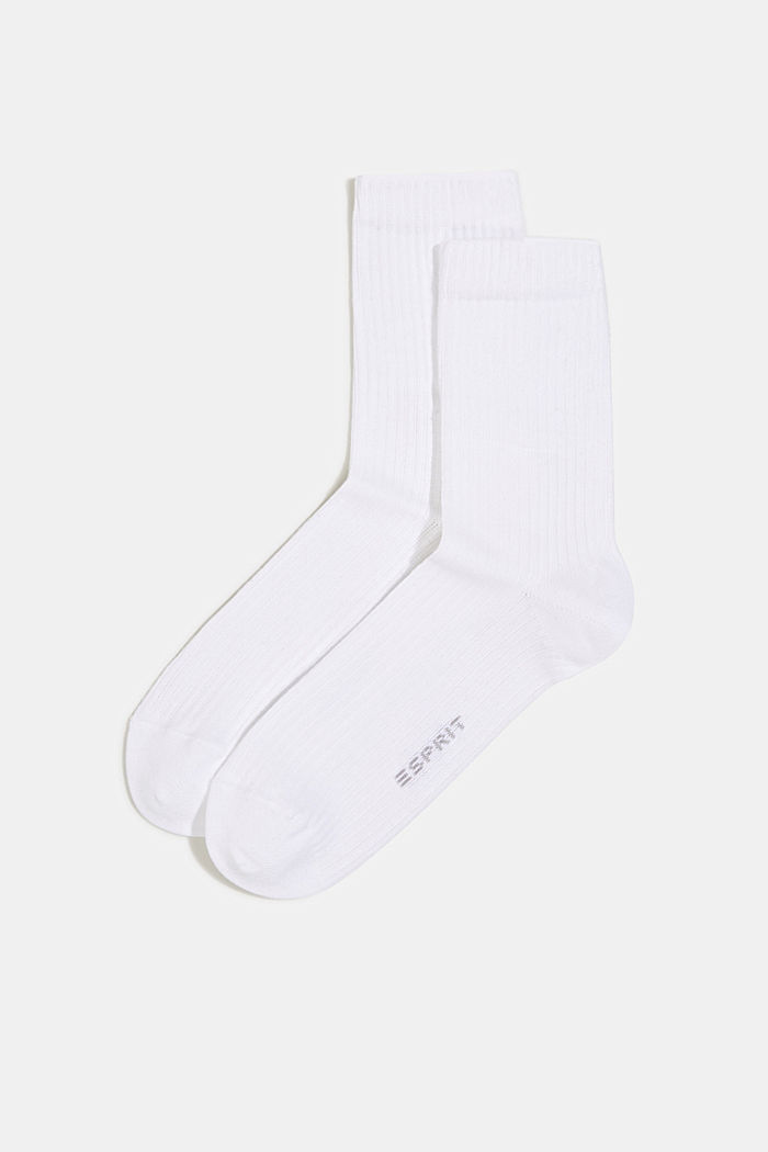 Ponožky s žebrovanou strukturou, 2 páry v balení, WHITE, detail image number 0